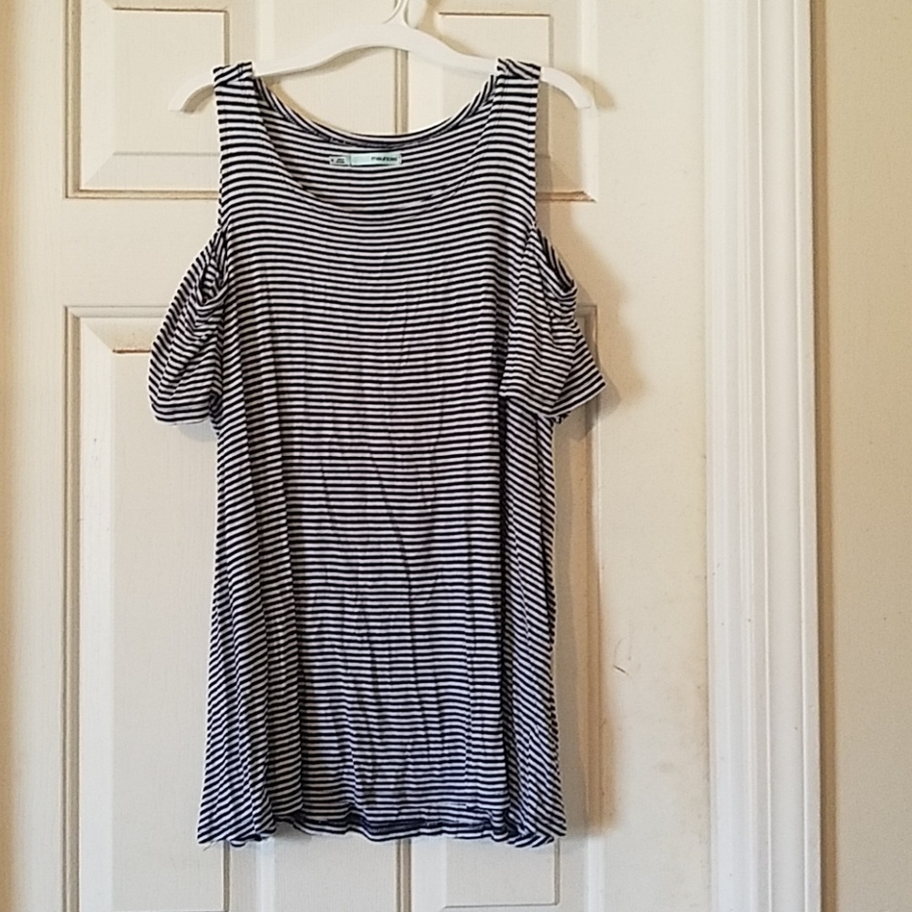 Striped Cold Shoulder Top